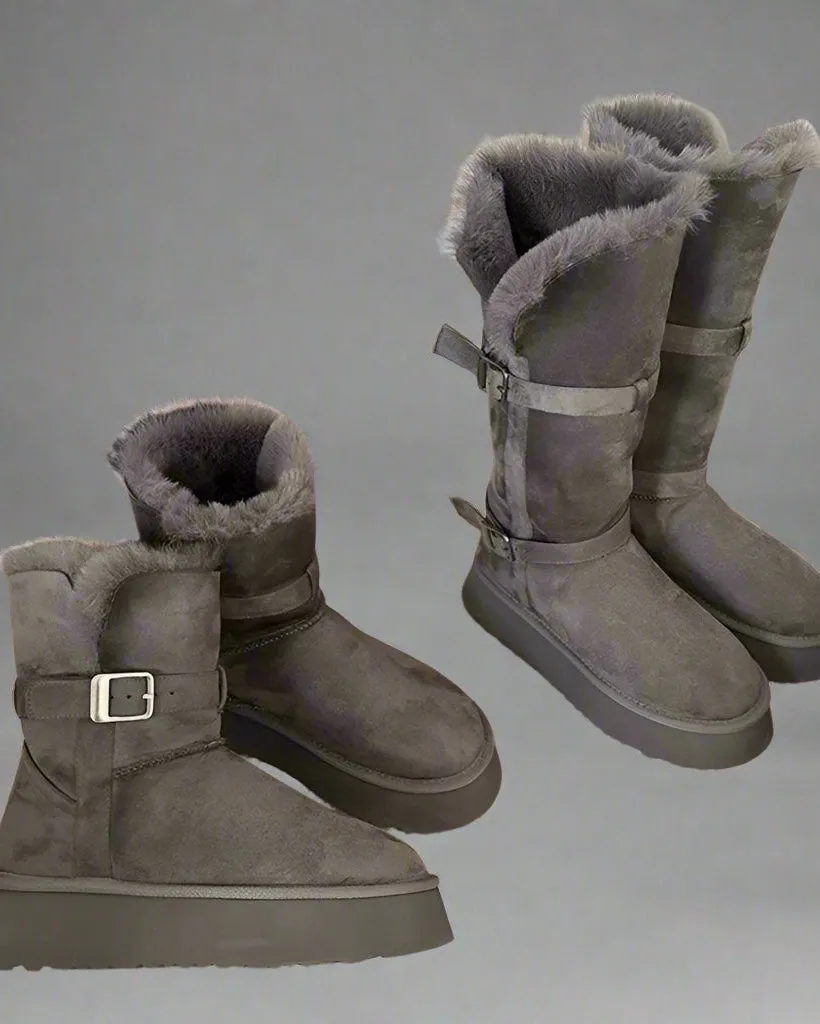 Ashore Shop Women's Winter Warm and Comfortable Flat Fur Boots - Long and Short Boots