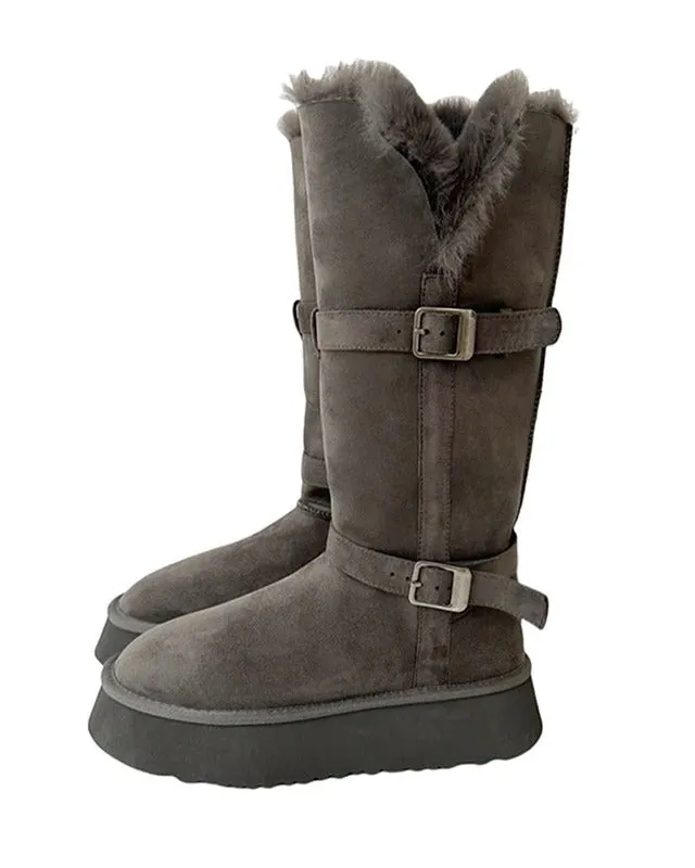 Ashore Shop Women's Winter Warm and Comfortable Flat Fur Boots - Long and Short Boots