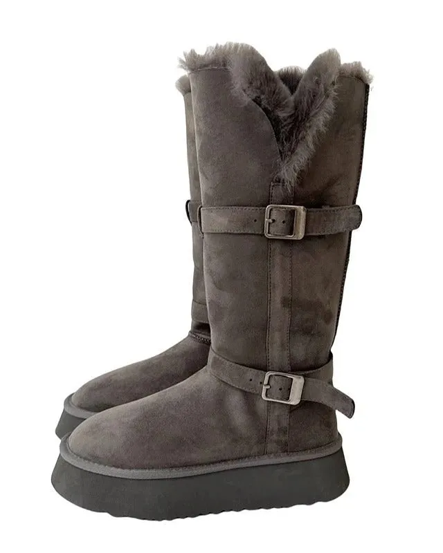 Ashore Shop Women's Winter Warm and Comfortable Flat Fur Boots - Long and Short Boots