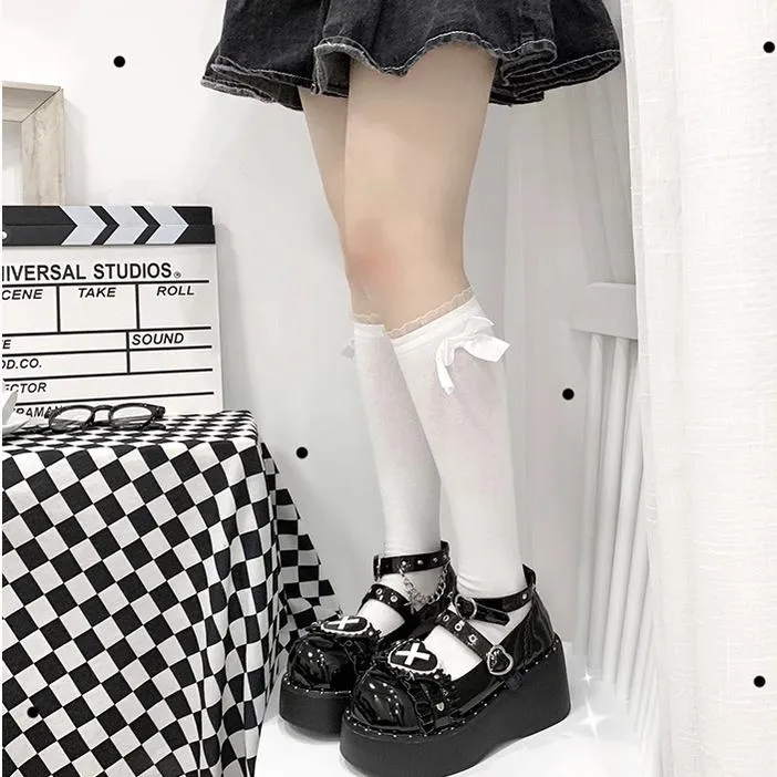 Beauty Bunny~Sweet Academy~Gothic Lolita Shoes Thick Sole Y2K Lolita Shoes