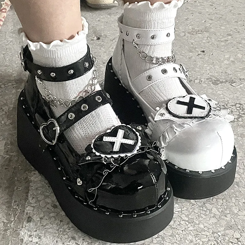 Beauty Bunny~Sweet Academy~Gothic Lolita Shoes Thick Sole Y2K Lolita Shoes