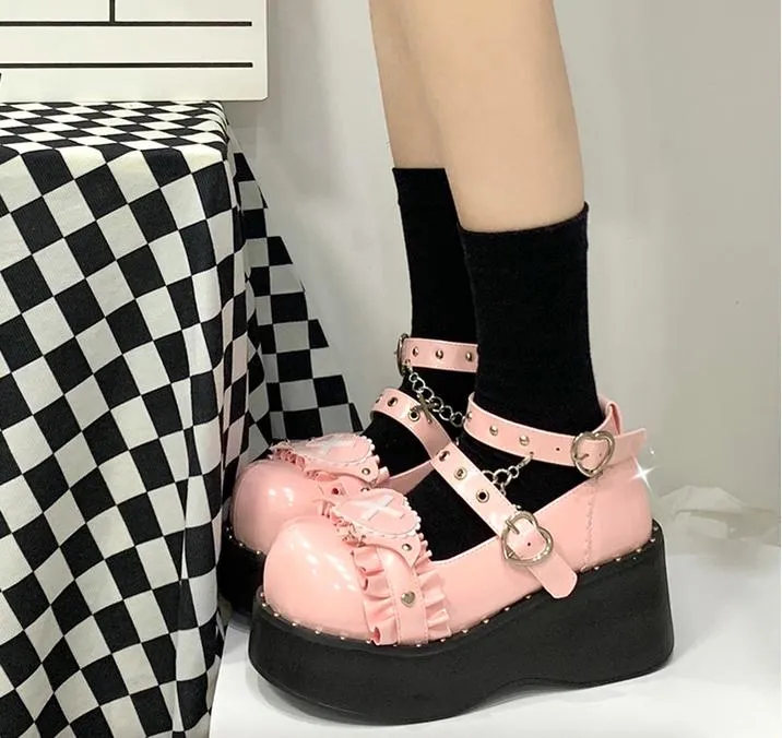Beauty Bunny~Sweet Academy~Gothic Lolita Shoes Thick Sole Y2K Lolita Shoes