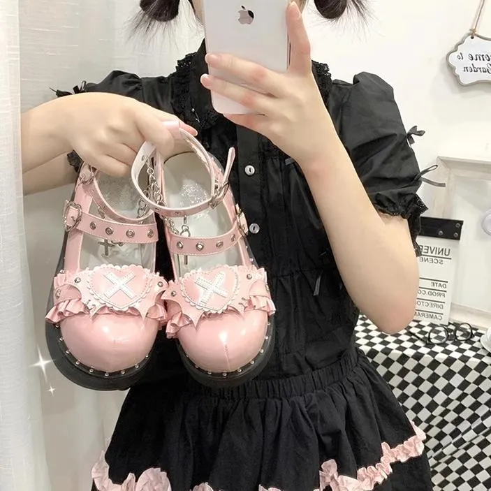 Beauty Bunny~Sweet Academy~Gothic Lolita Shoes Thick Sole Y2K Lolita Shoes