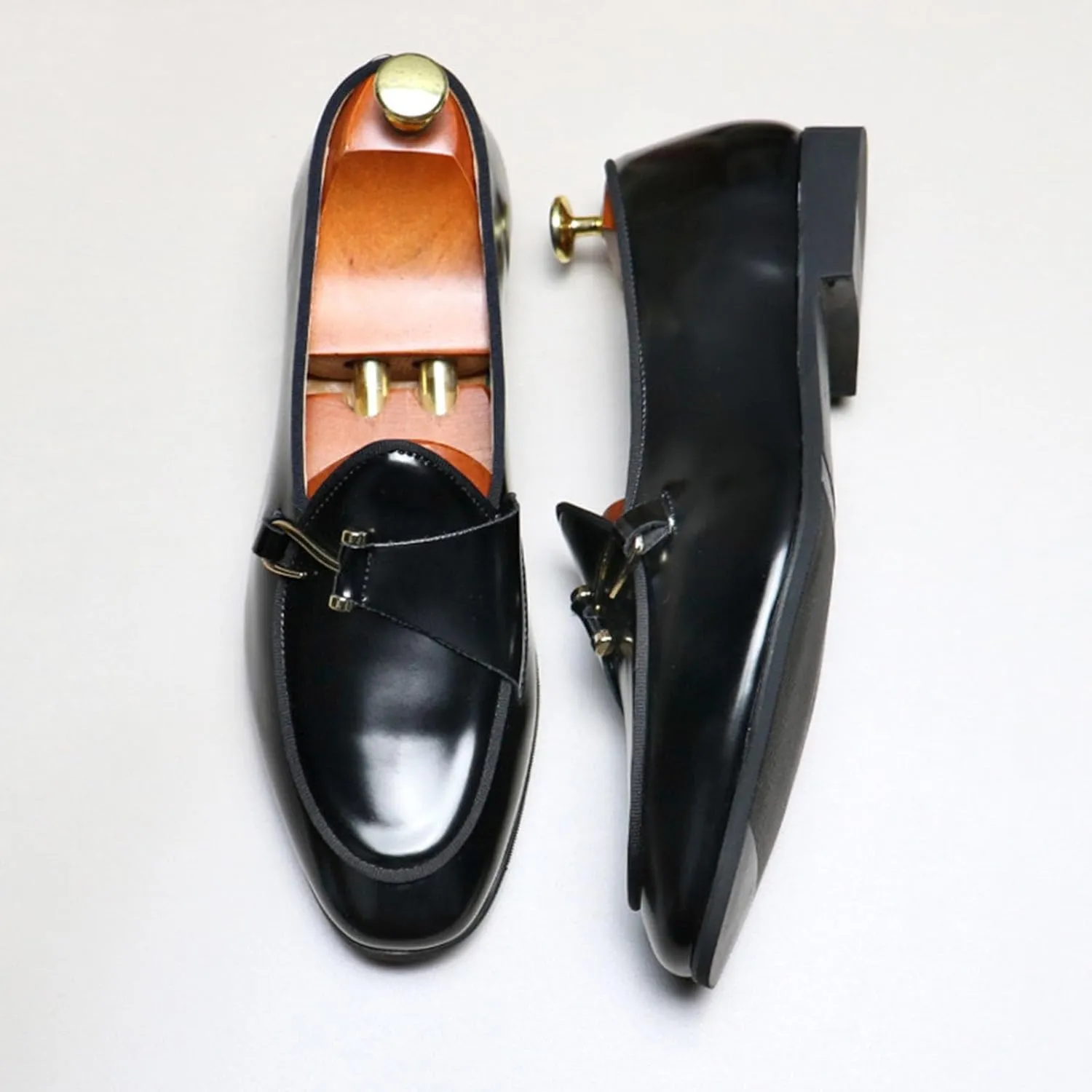 ByErz Mens Shoes Patent Leather Formal Business Oxford Dress Shoes Casual Slip on with Buckle