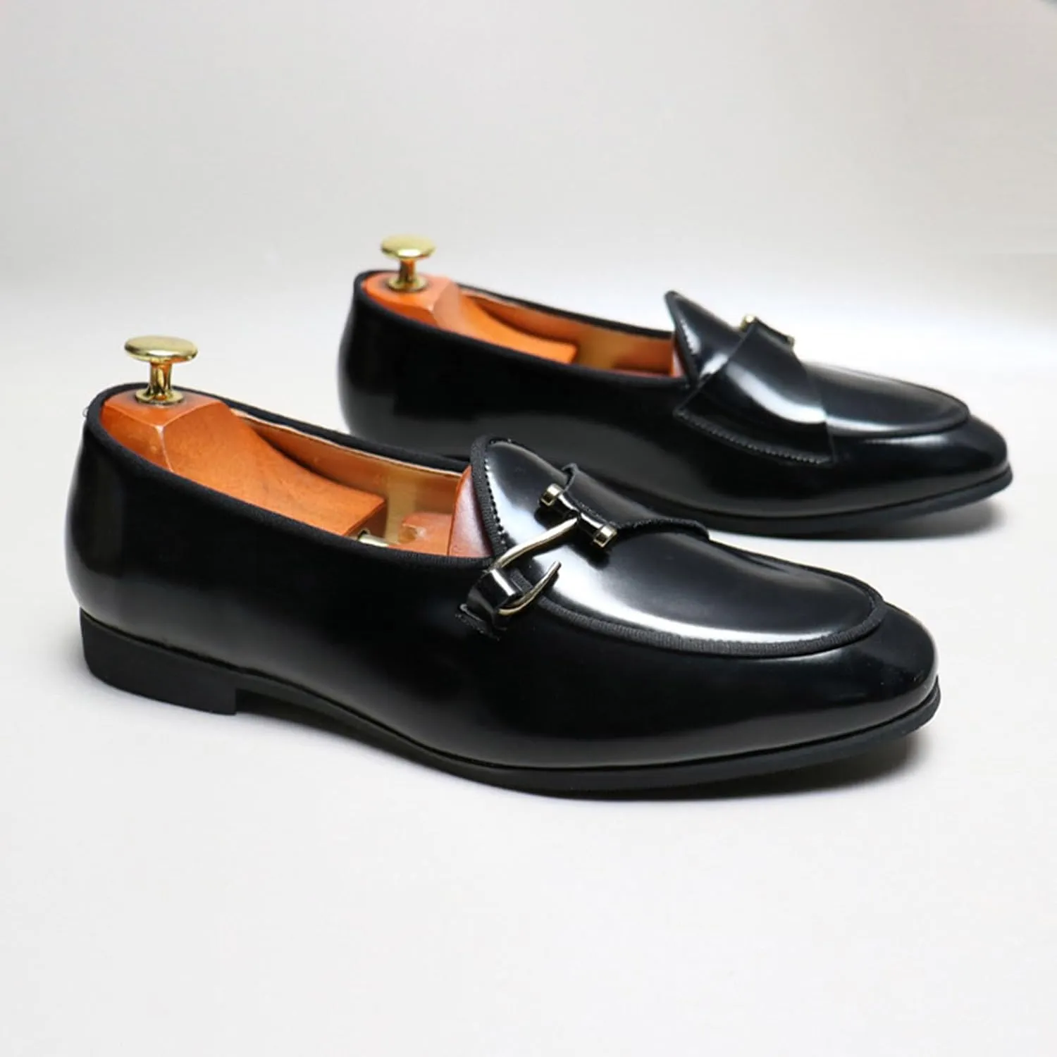 ByErz Mens Shoes Patent Leather Formal Business Oxford Dress Shoes Casual Slip on with Buckle