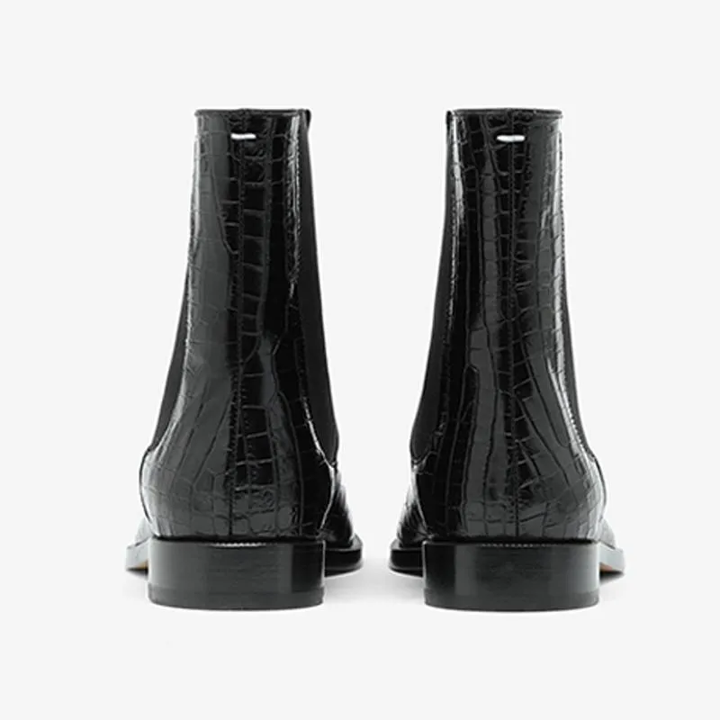 Calf Leather Tabi Boots with Elastic Inserts