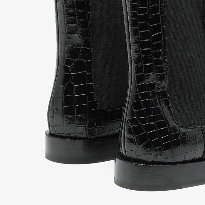 Calf Leather Tabi Boots with Elastic Inserts