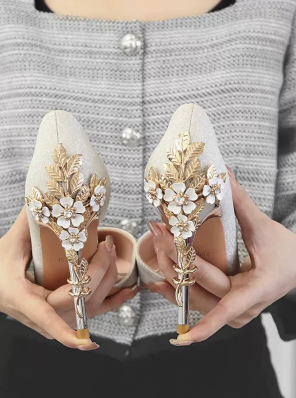 Classic Stiletto Shoe with Rhinestone Heel