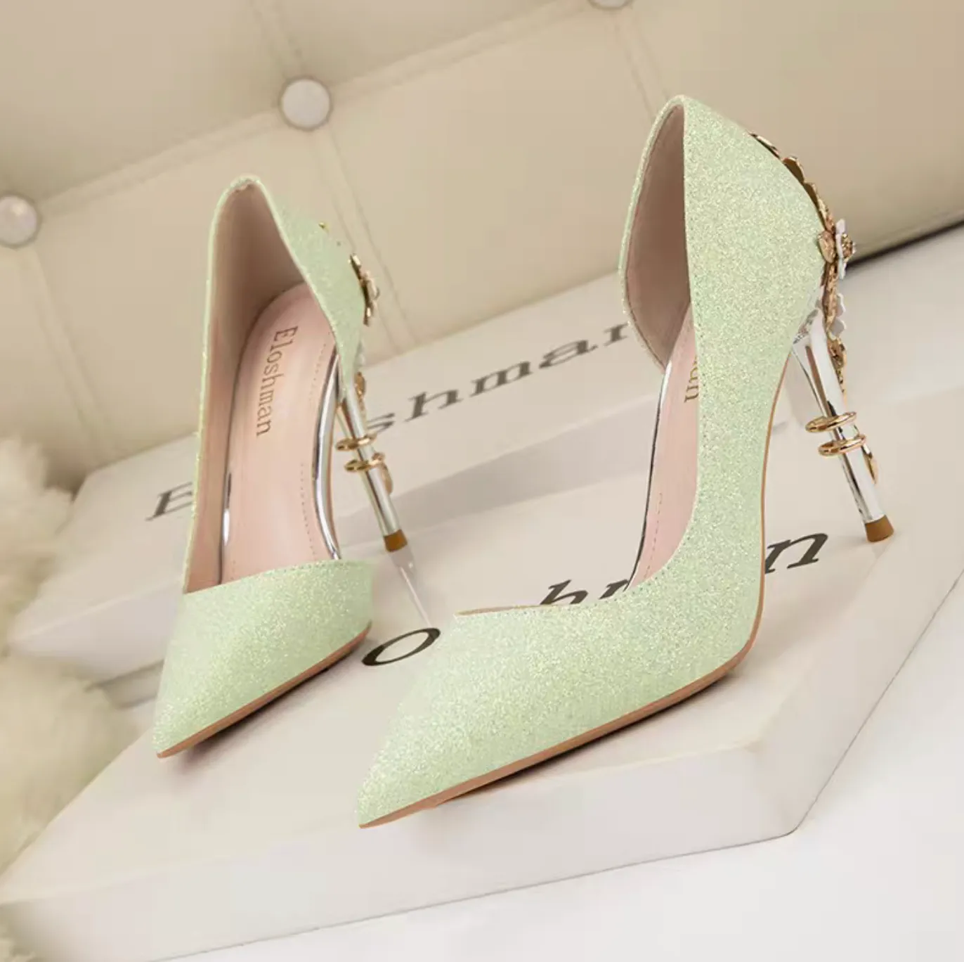 Classic Stiletto Shoe with Rhinestone Heel