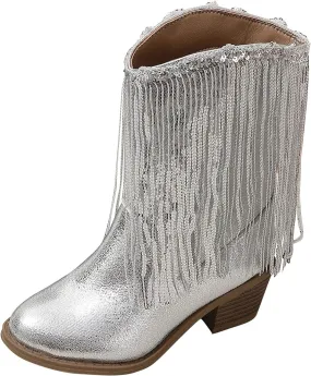 Cowboy Tassel Boots With Side Zipper For Kids Baby Toddler Girls aterproof occasins Flat Shoes Outdoor Slip On Shoes