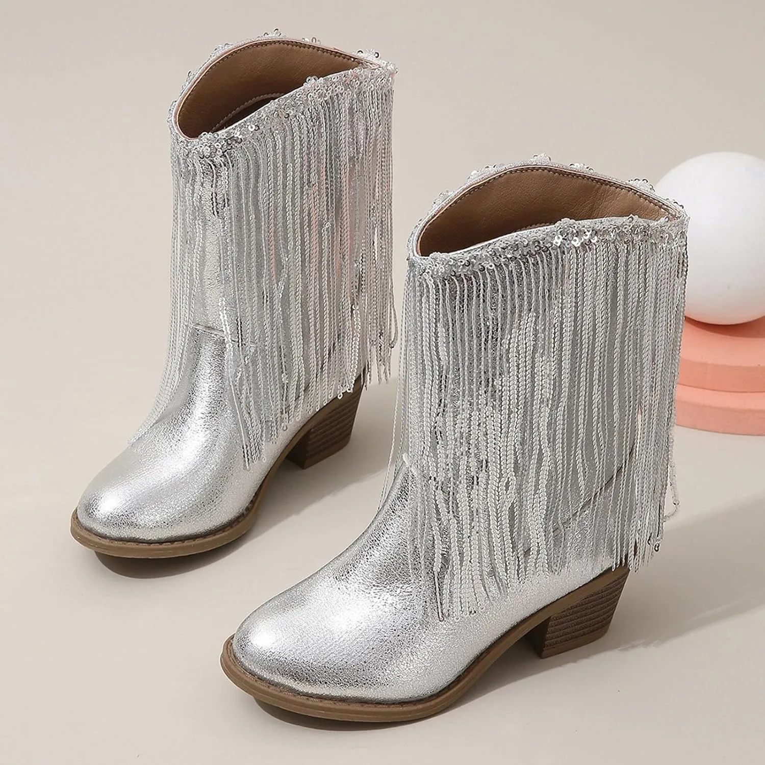 Cowboy Tassel Boots With Side Zipper For Kids Baby Toddler Girls aterproof occasins Flat Shoes Outdoor Slip On Shoes