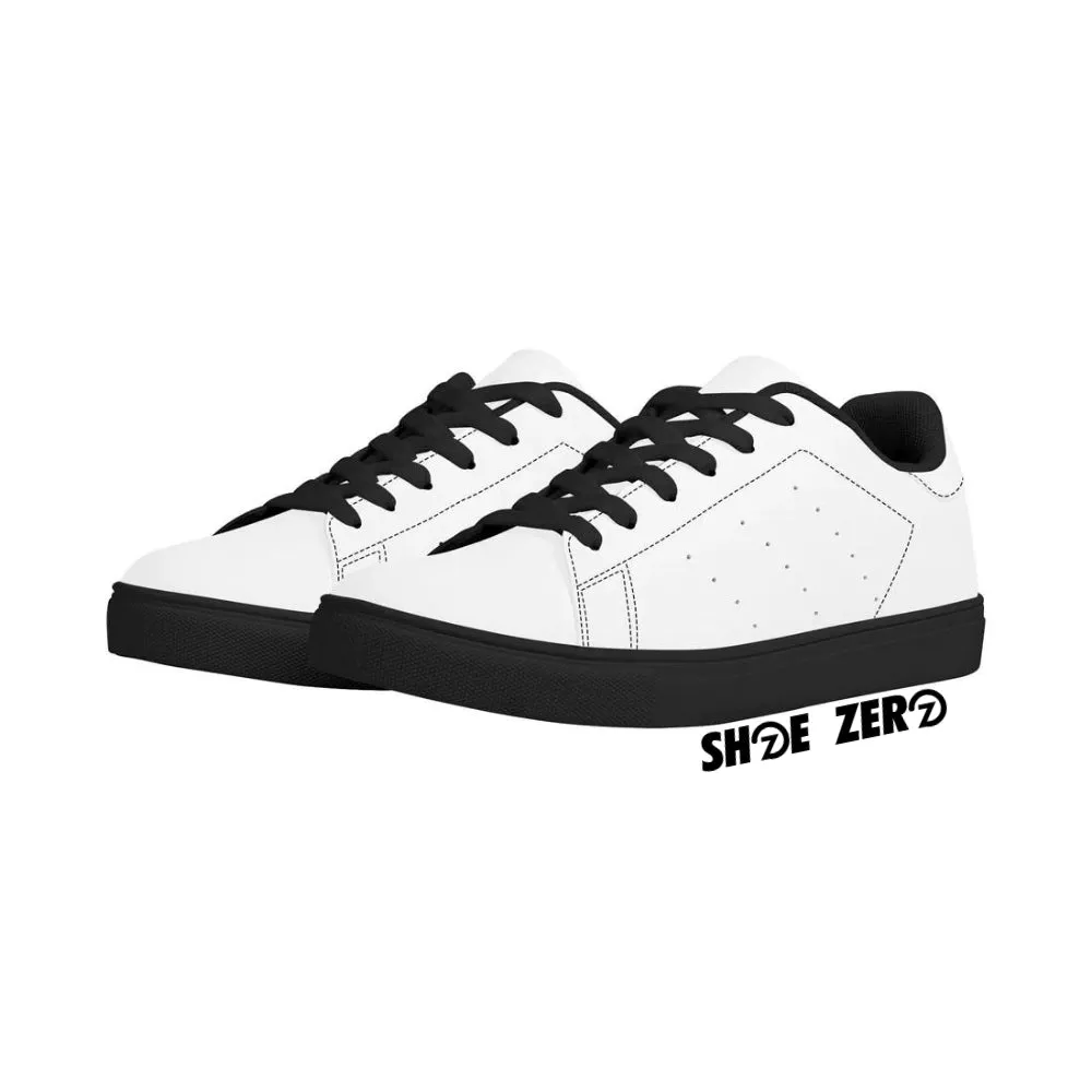 Customizable Breathable Vegan Leather Sneakers (Black) Low Top