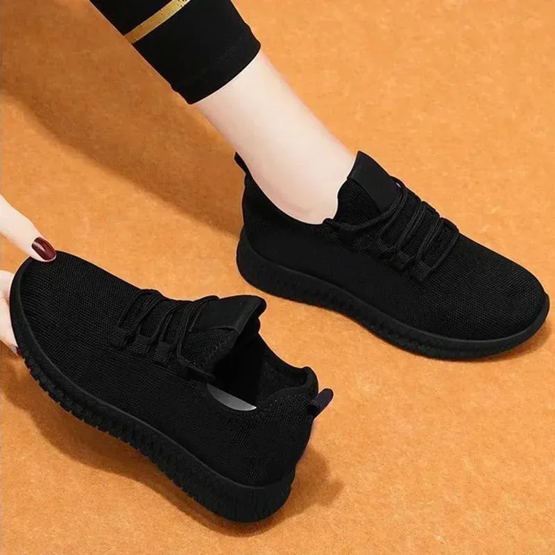 Delilah - Breathable Black Platform Sneakers for Women