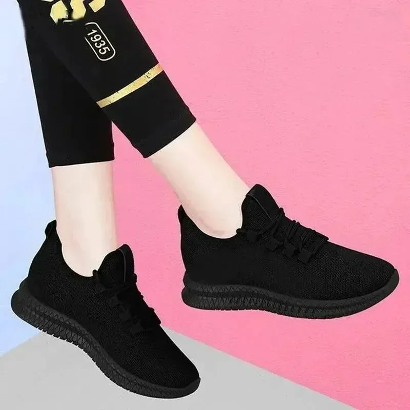 Delilah - Breathable Black Platform Sneakers for Women