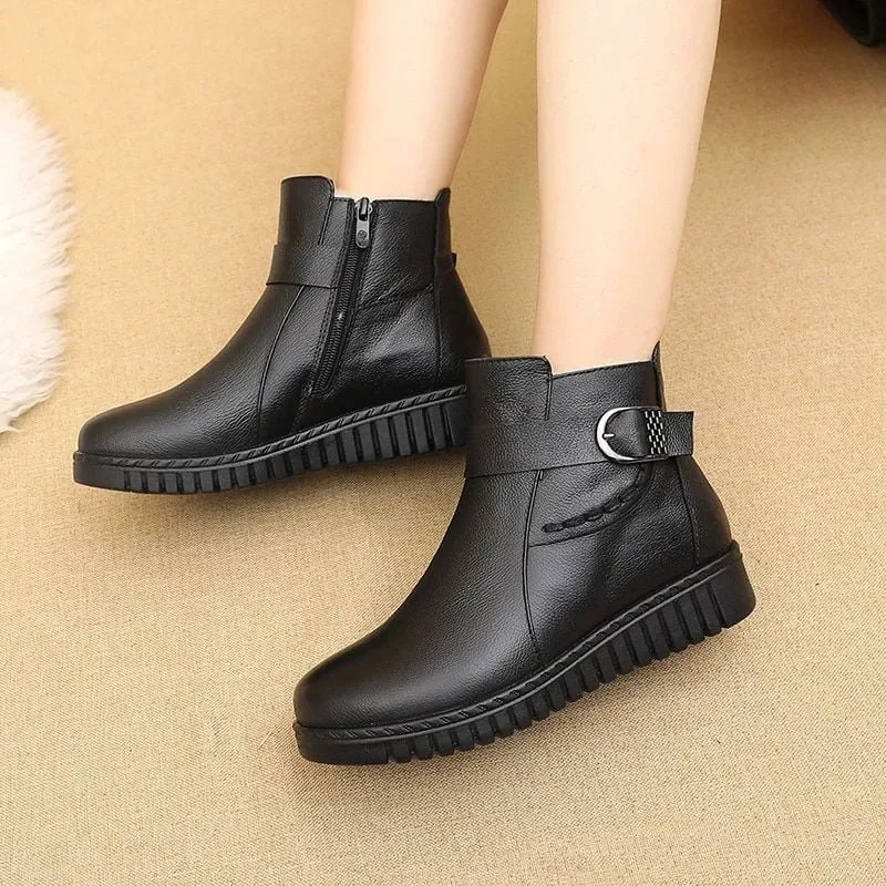 Dyavor Orthopedic Women Boot Arch Support Warm Fur AntiSlip Ankle Boots
