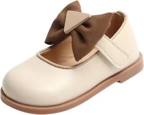 Fashion Autumn Girls Casual Shoes Thick Bottom Flat Round Toe Bow Hook Loop Dress Shoes Water Boots for Kids