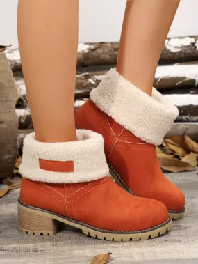 Fuzzy Block Heel Boots