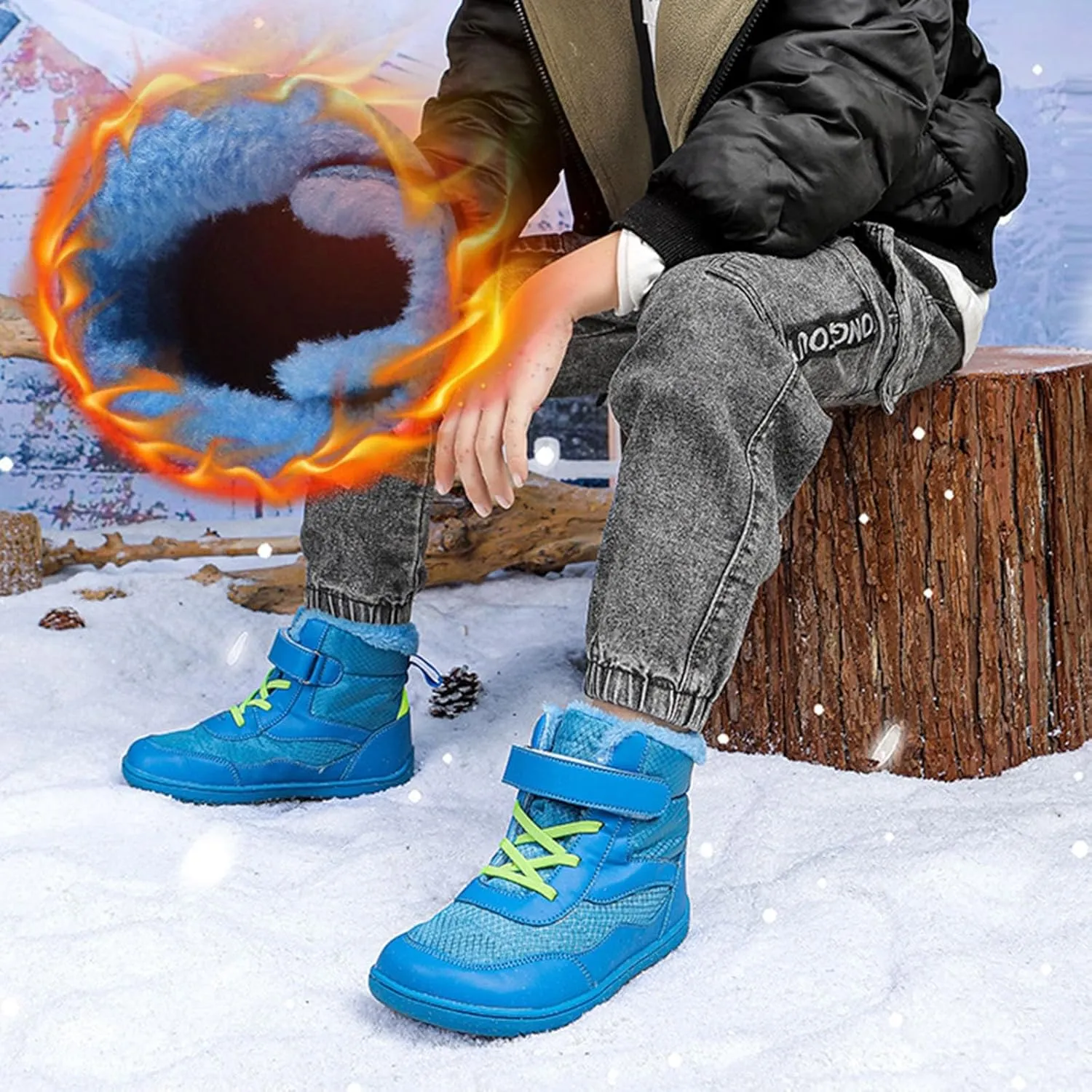 Girls Boys Winter Snow Boots - Comfortable Warm Toddler Winter Shoes Waterproof Kids Ankle Booties Outdoor Walking