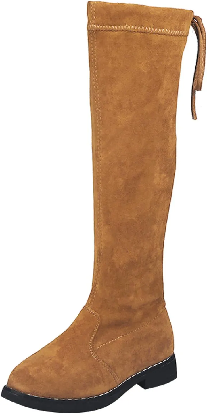 Girls Fall Winter Knee High Boots Princess Shoes Children Fashion Non Slip Boots Breathable Knee Boot Snow Boots (Brown, 5.5-6 Years)