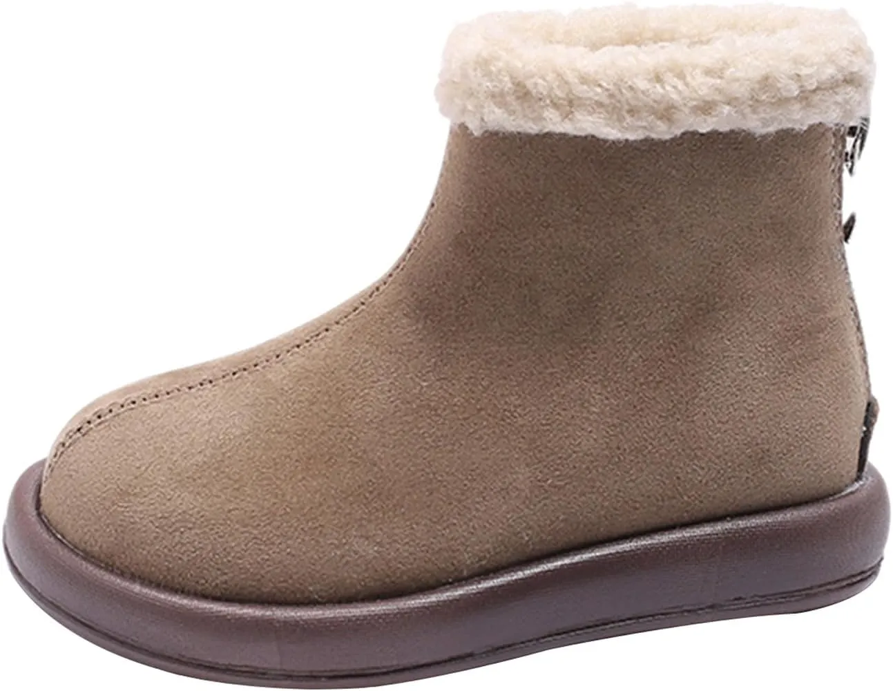 Girls Fuzzy Warm Winter Short Ankle Boots with Furry Faux Fr ining Booties Shoes for Toddler Tall Toddler Boots