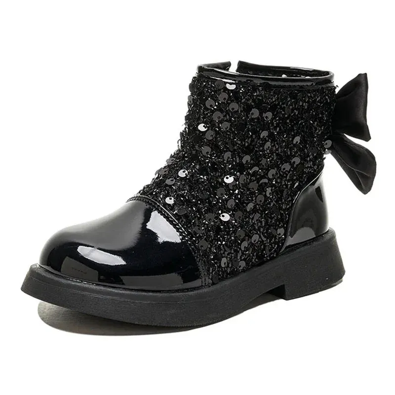 Girls Glittering Fashion Warm Zipper Boots