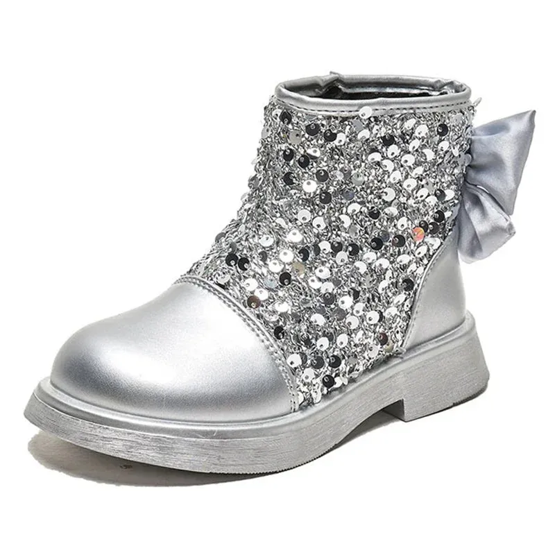 Girls Glittering Fashion Warm Zipper Boots