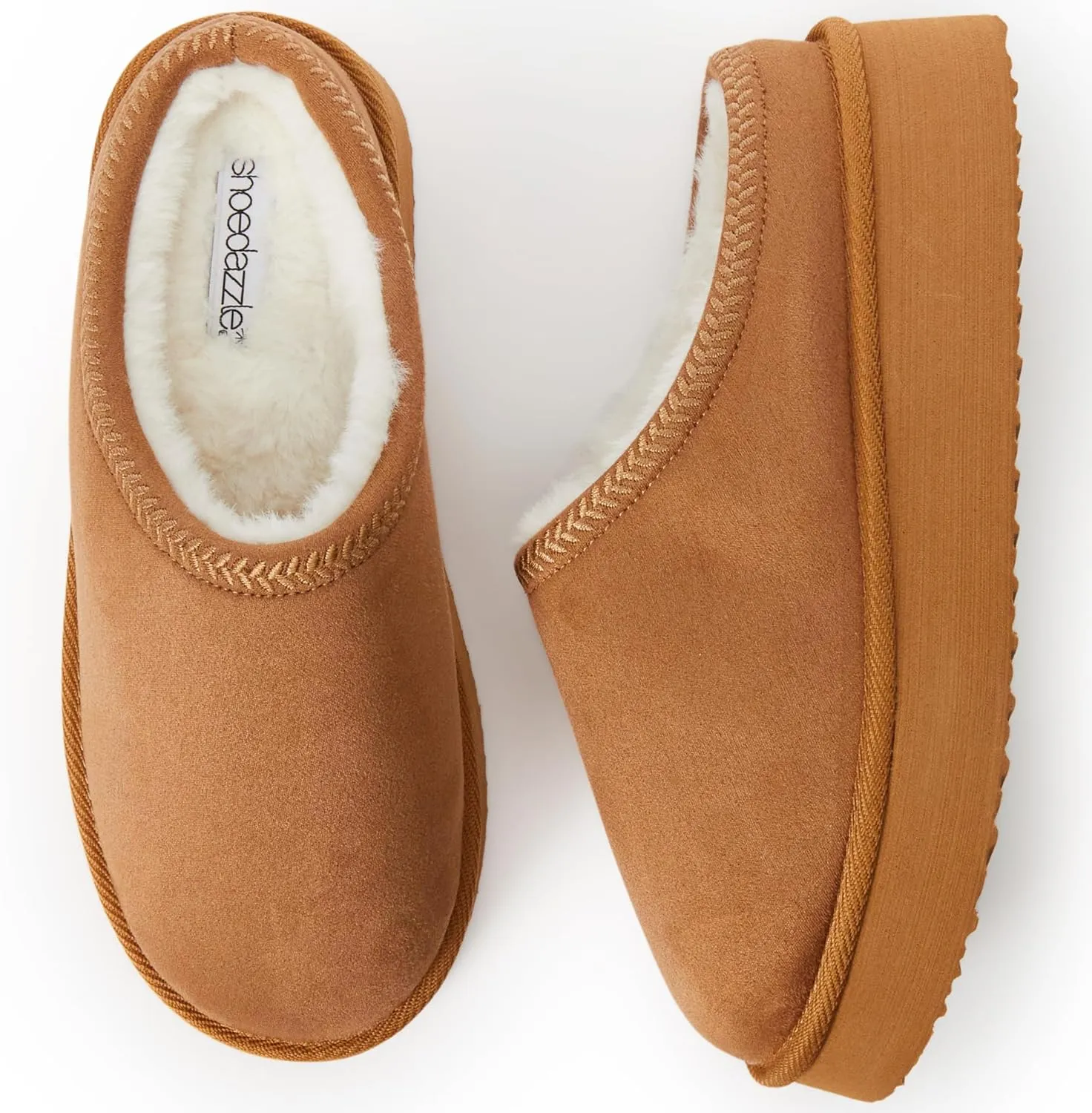 Hailey Fuzzie Platform Slippers for Women - Faux Suede Fur Fleece Lined