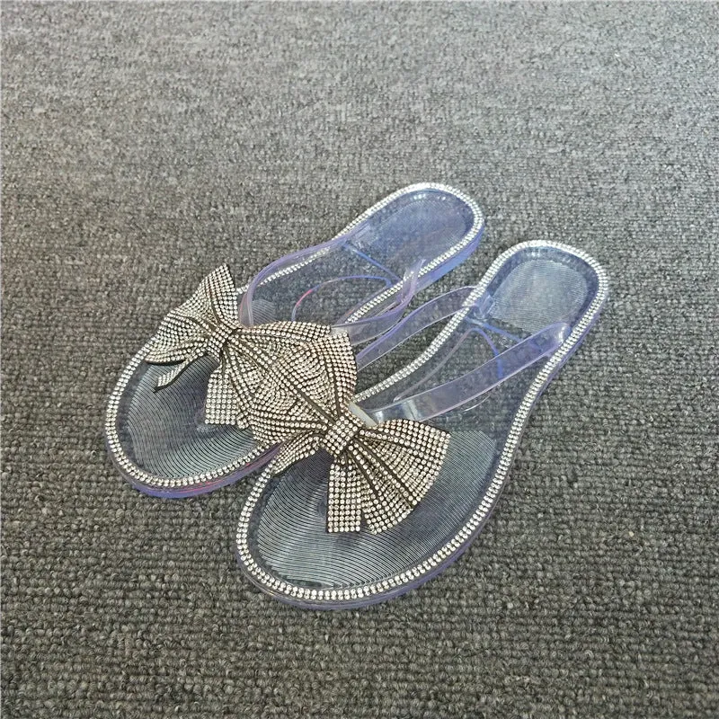 Hot selling shiny bow slippers KM0068