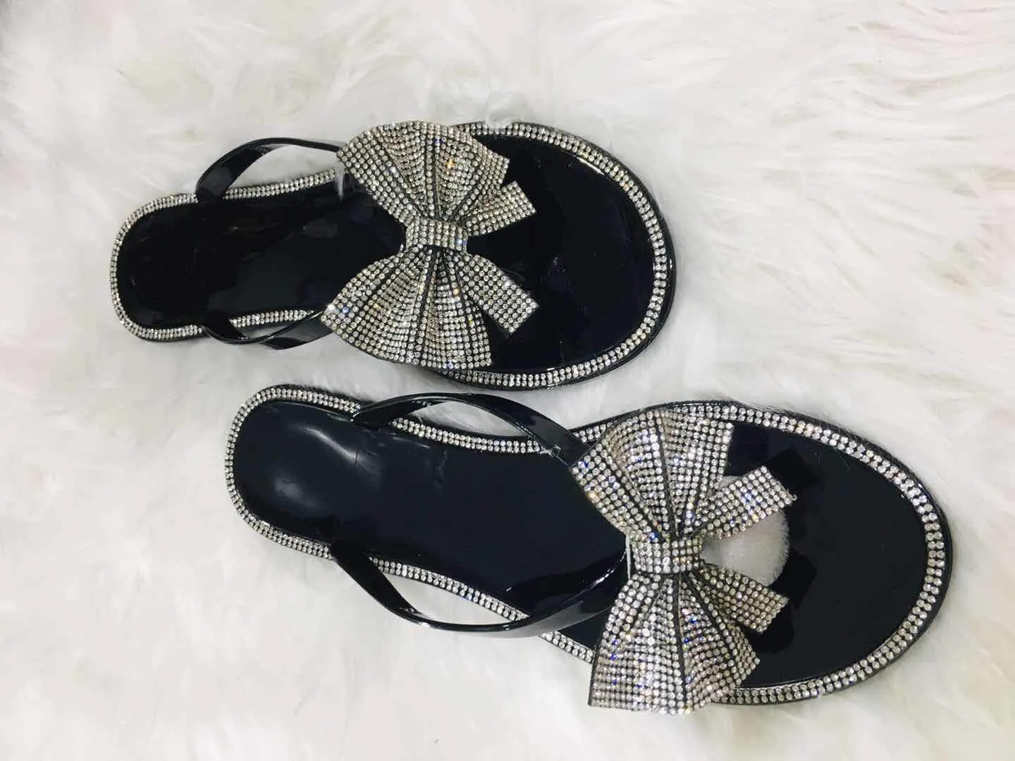 Hot selling shiny bow slippers KM0068