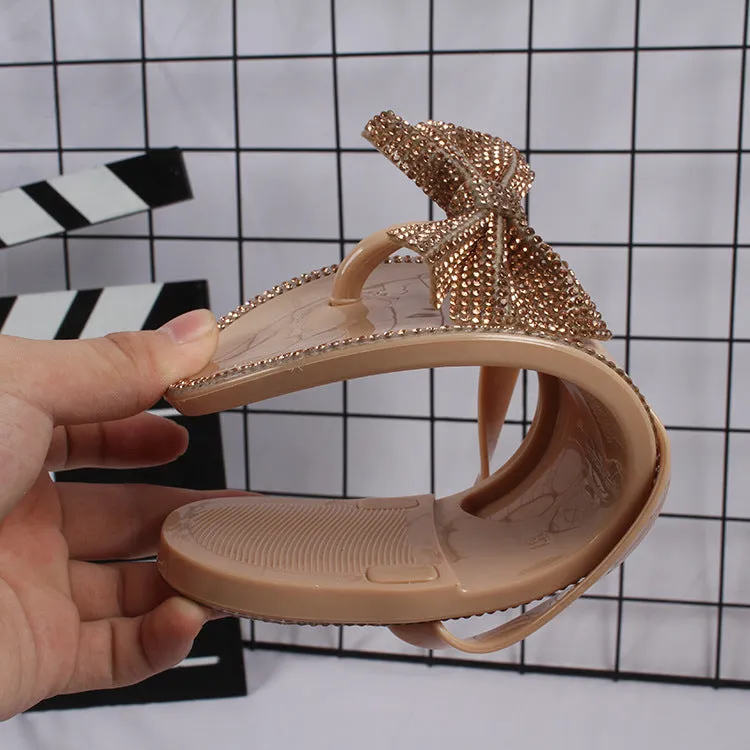 Hot selling shiny bow slippers KM0068