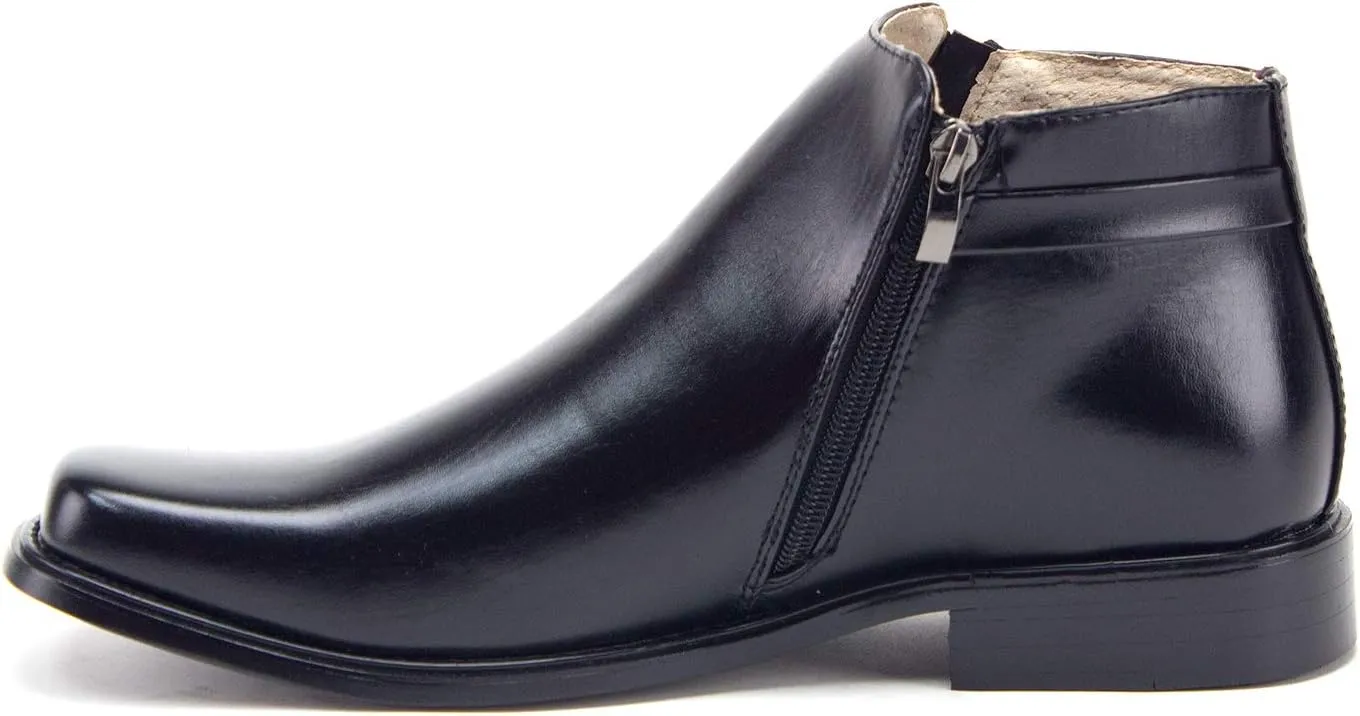 Jazam Men's 38307 Ankle High Double Zipped Classic Dress Boots for Men Botas Bota