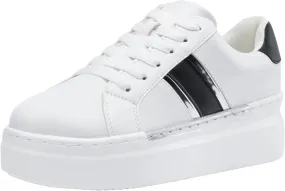 Jeossy Women's Platform Chunky White Casual Sneakers, Comfort 8028 Trendy Sneakers So Light Weight