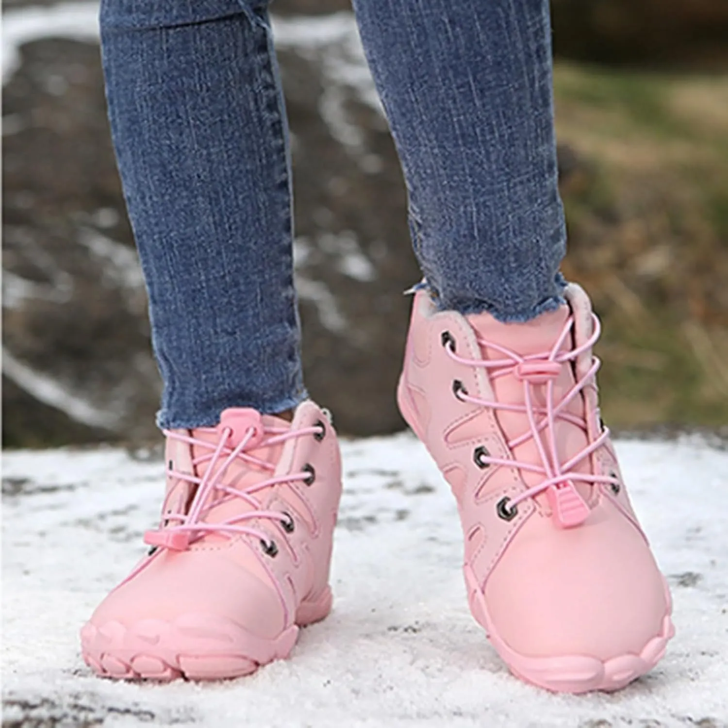 Kids aterproof Barefoot Boots Boys Girls Winter Warm Winter Shoes Boots Wide Toe Highly Elastic Non-Slip Shoes