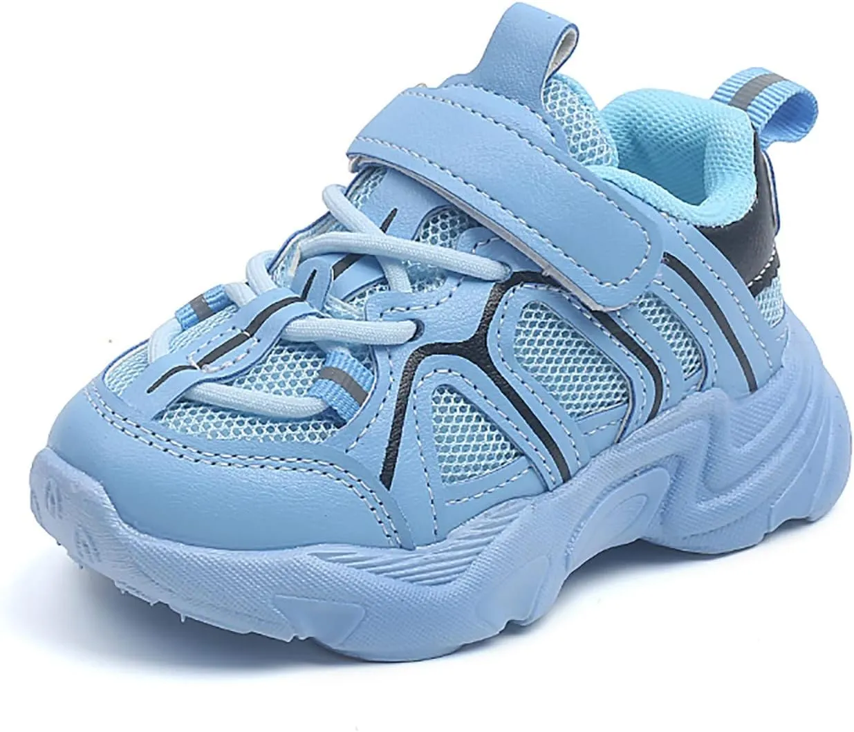 Kids Sneaker with Adjustable Strap, Comfort Support School Running Sport Shoes for Boys Girls Mesh Slip Boots Boys