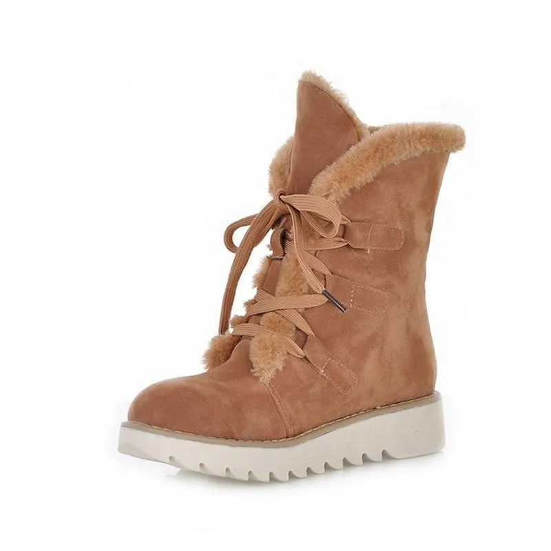 Lace up Warm Fur Platform Winter Boots