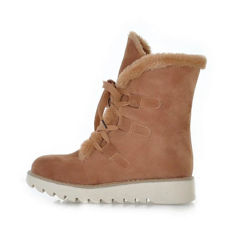 Lace up Warm Fur Platform Winter Boots