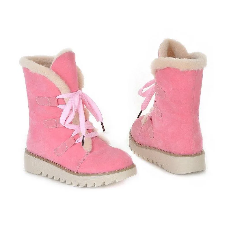 Lace up Warm Fur Platform Winter Boots