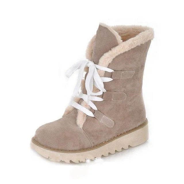 Lace up Warm Fur Platform Winter Boots