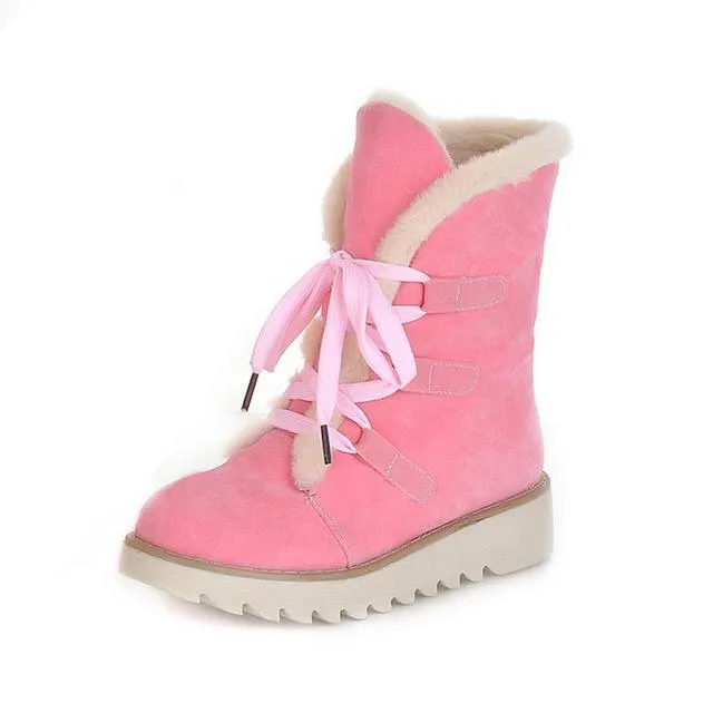 Lace up Warm Fur Platform Winter Boots