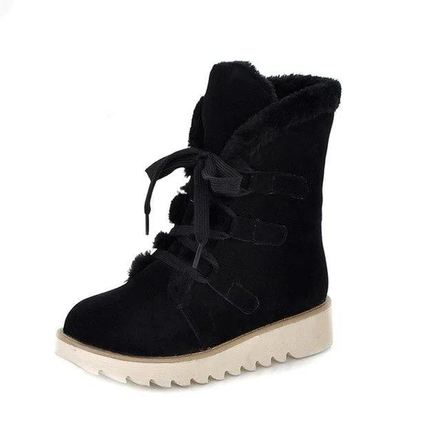 Lace up Warm Fur Platform Winter Boots