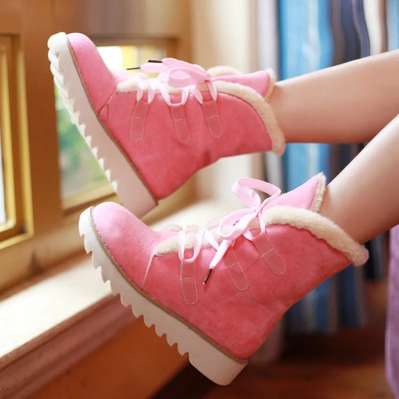 Lace up Warm Fur Platform Winter Boots