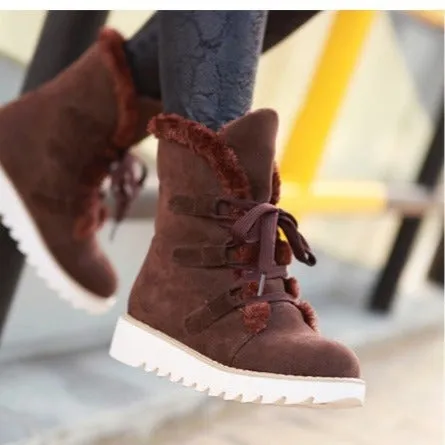 Lace up Warm Fur Platform Winter Boots