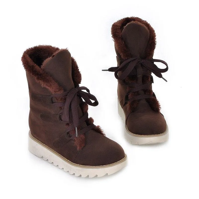 Lace up Warm Fur Platform Winter Boots