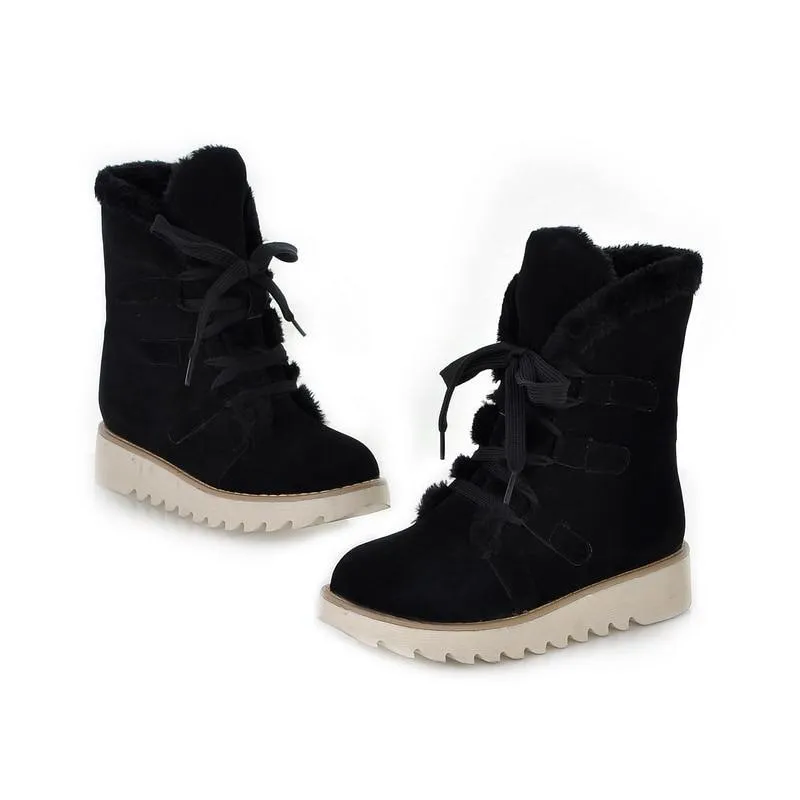 Lace up Warm Fur Platform Winter Boots