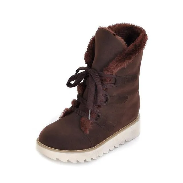 Lace up Warm Fur Platform Winter Boots