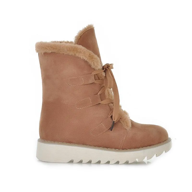 Lace up Warm Fur Platform Winter Boots