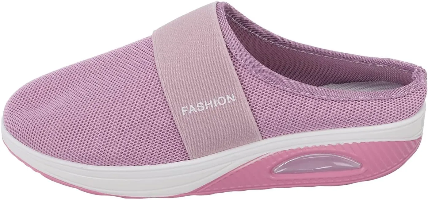 Ladies Orthopedic Walking Shoes Mules for Women 2025 Casual Mesh Summer Slip-On Breathable Slippers Closed Toe Diabetic Air-Cushion Slingback Slides with Arch-Support