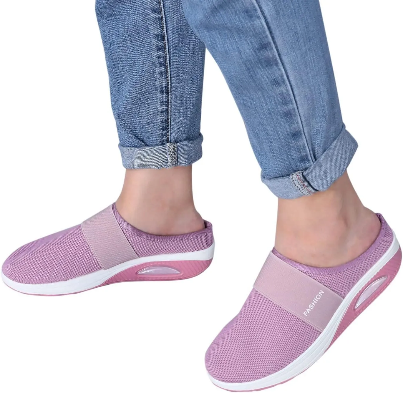 Ladies Orthopedic Walking Shoes Mules for Women 2025 Casual Mesh Summer Slip-On Breathable Slippers Closed Toe Diabetic Air-Cushion Slingback Slides with Arch-Support