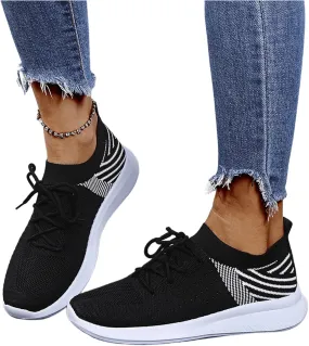 Ladmiple Walking Sneakers For Women Wide Width Comfort Mesh Non Slip Casual Athletic Gym Tennis Running Slip On Sneakers