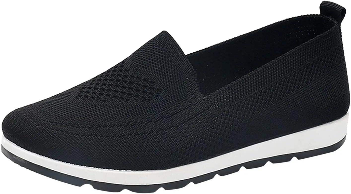 Loafers for Women Comfort Slip On Walking Shoes Wide Width Casual Sneaker Knit Dressy Comfortable Business Work Flat𝐬